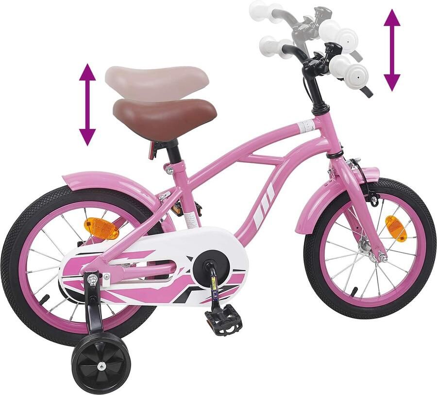 VidaXL Kinderfiets 12 Inch voor 2-4 jaar oud Licht Roze