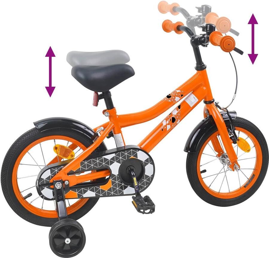 VidaXL Kinderfiets 12 Inch voor 2-4 jaar oud Oranje