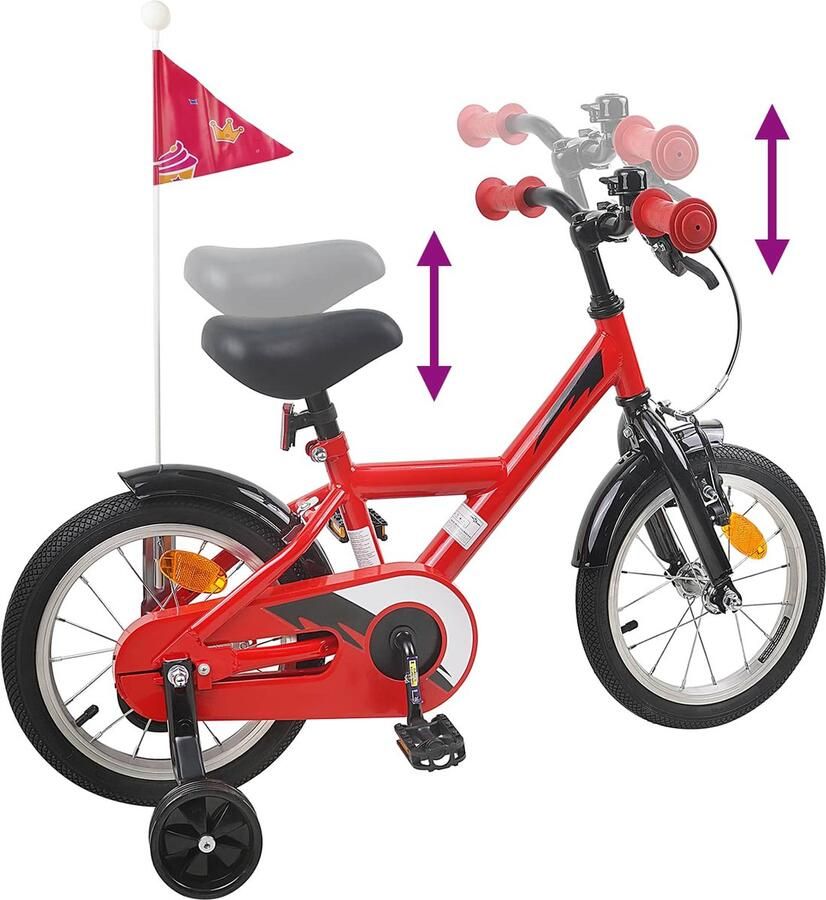 VidaXL Kinderfiets 12 Inch voor 2-4 jaar oud Rood