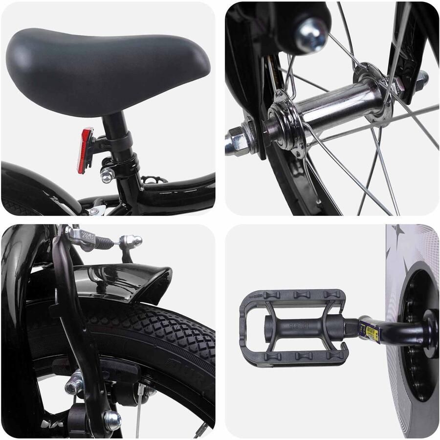 VidaXL Kinderfiets 12 Inch voor 2-4 jaar oud Zwart