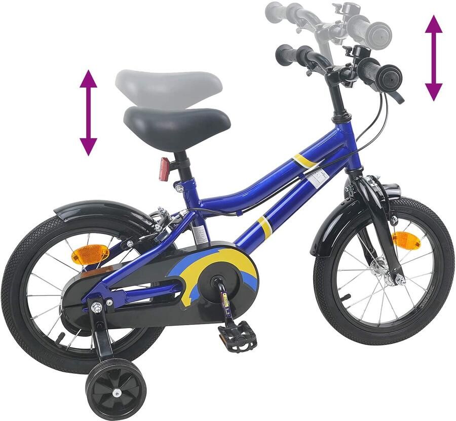 VidaXL Kinderfiets 14 Inch voor 3-5 jaar oud Blauw wit