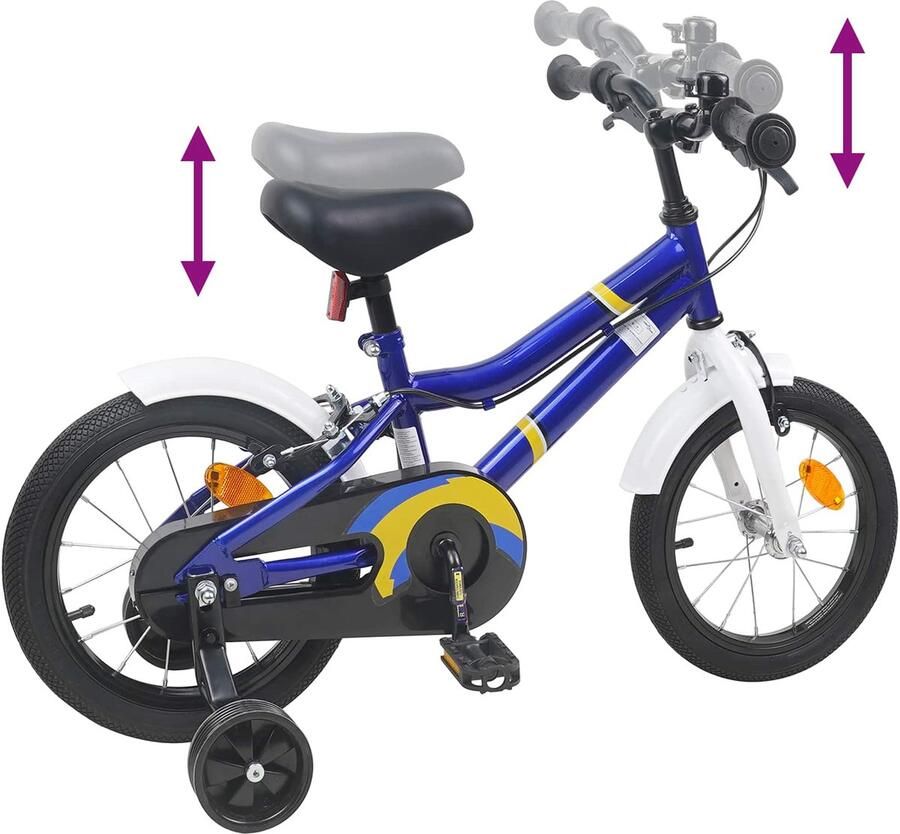 VidaXL Kinderfiets 14 Inch voor 3-5 jaar oud Blauw wit