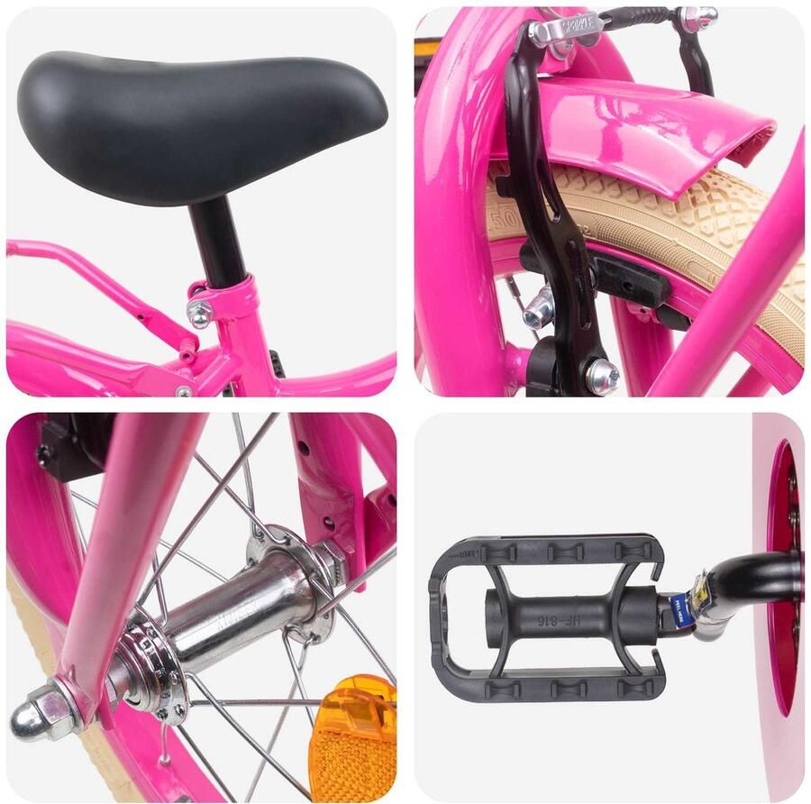 VidaXL Kinderfiets 14 Inch voor 3-5 jaar oud Donkerroze