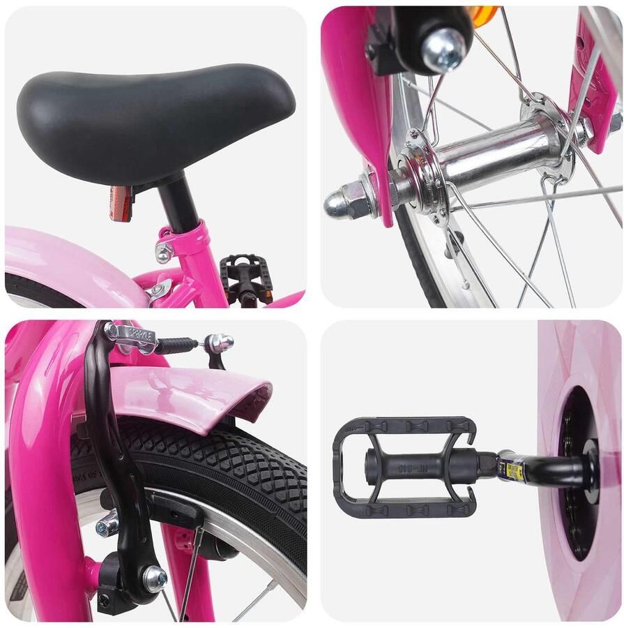 VidaXL Kinderfiets 14 Inch voor 3-5 jaar oud Donkerroze