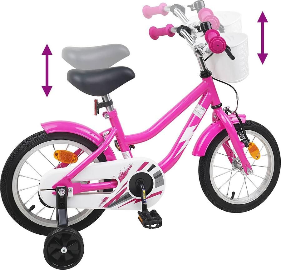 VidaXL Kinderfiets 16 Inch voor 4-6 jaar oud Donkerroze