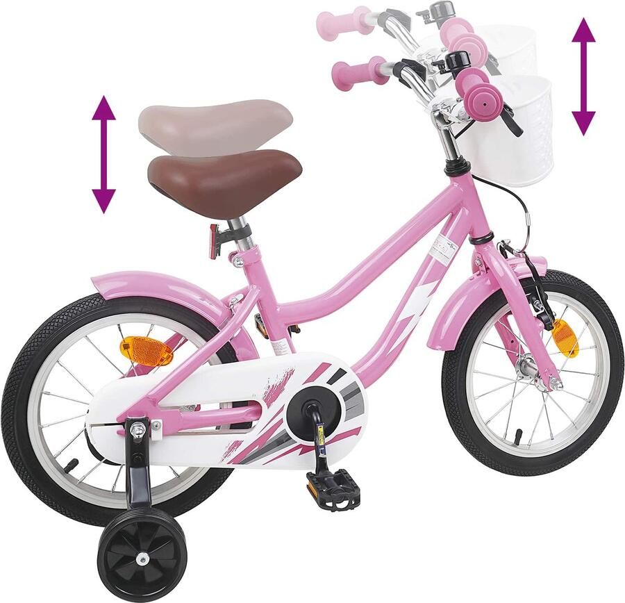 VidaXL Kinderfiets 14 Inch voor 3-5 jaar oud Licht Roze