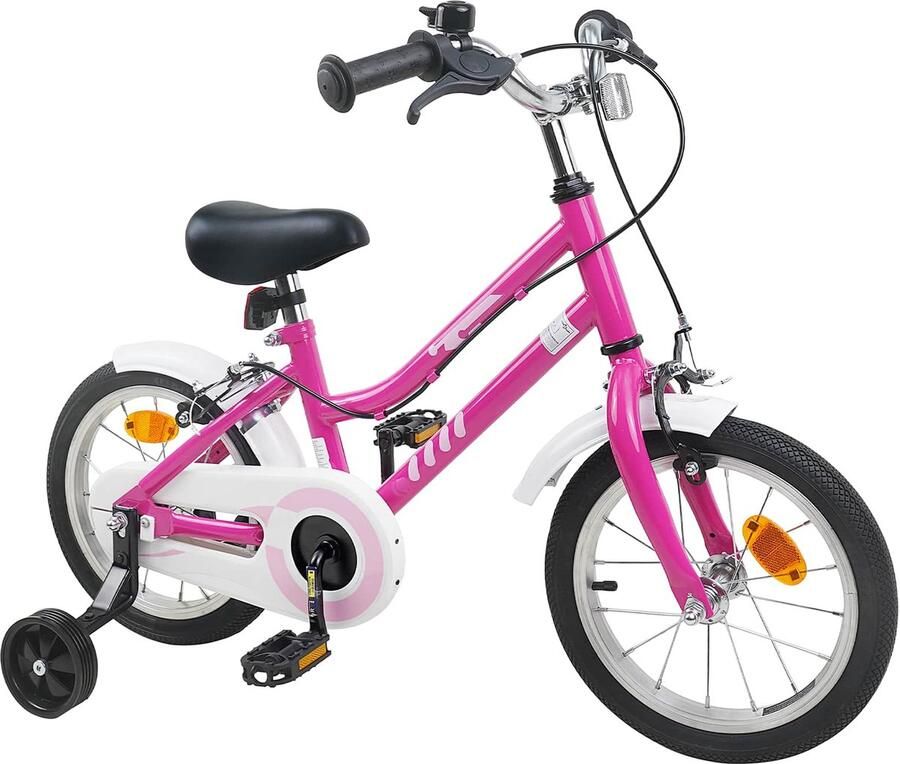 VidaXL Kinderfiets 14 Inch voor 3-5 jaar oud Roze Wit
