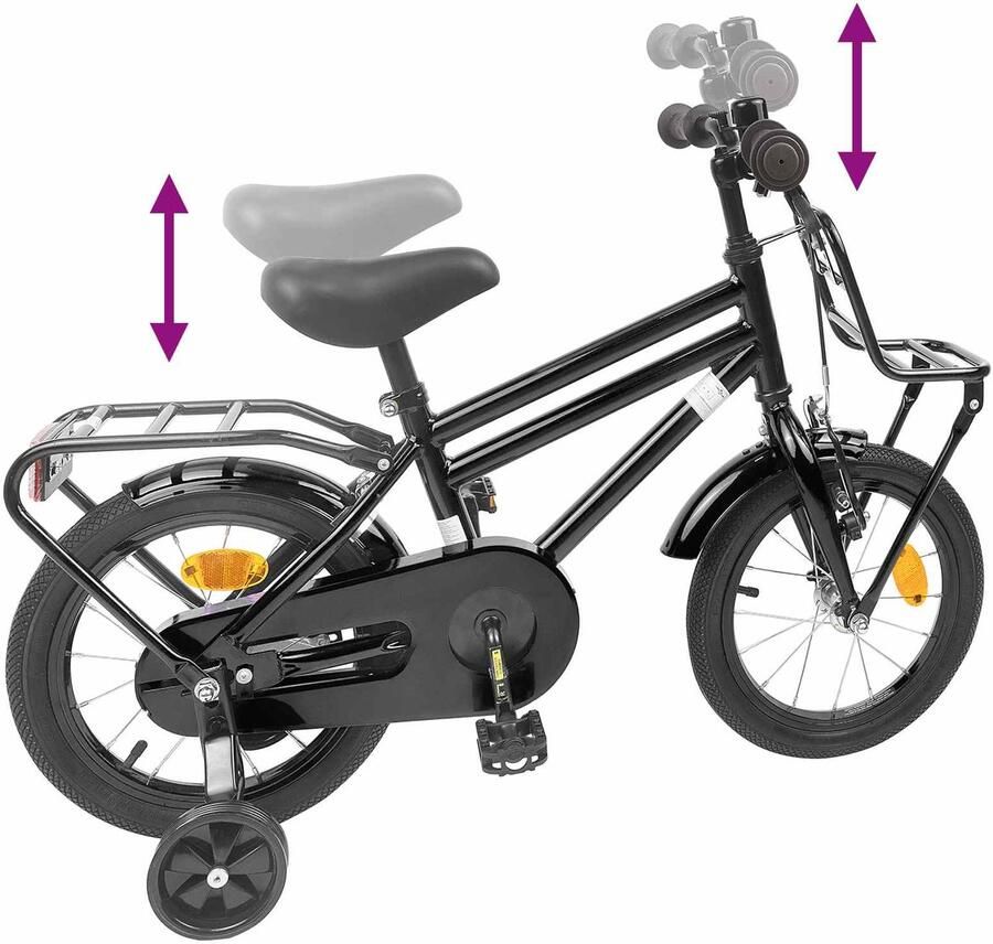 VidaXL Kinderfiets 14 Inch voor 3-5 jaar oud Zwart