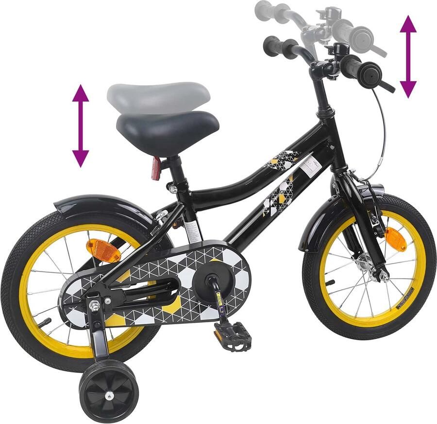 VidaXL Kinderfiets 14 Inch voor 3-5 jaar oud Zwart
