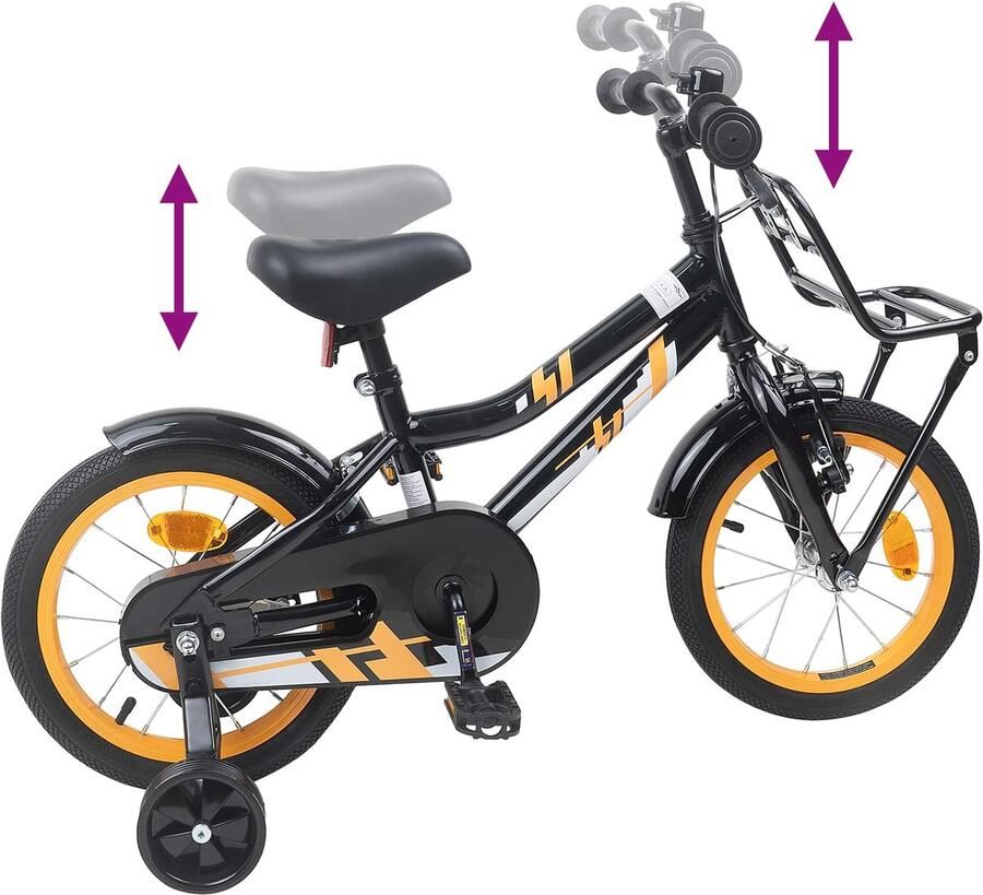 VidaXL Kinderfiets 16 Inch voor 4-6 jaar oud Oranje Zwart