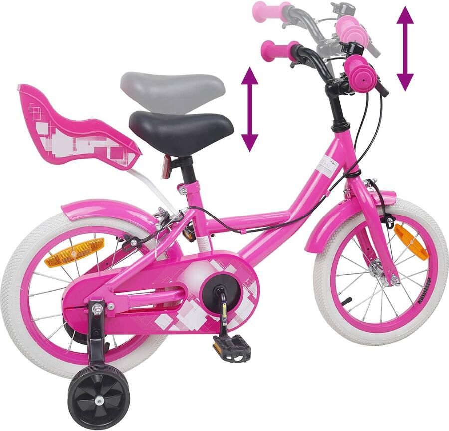 VidaXL Kinderfiets 16 Inch voor 4-6 jaar oud Roze