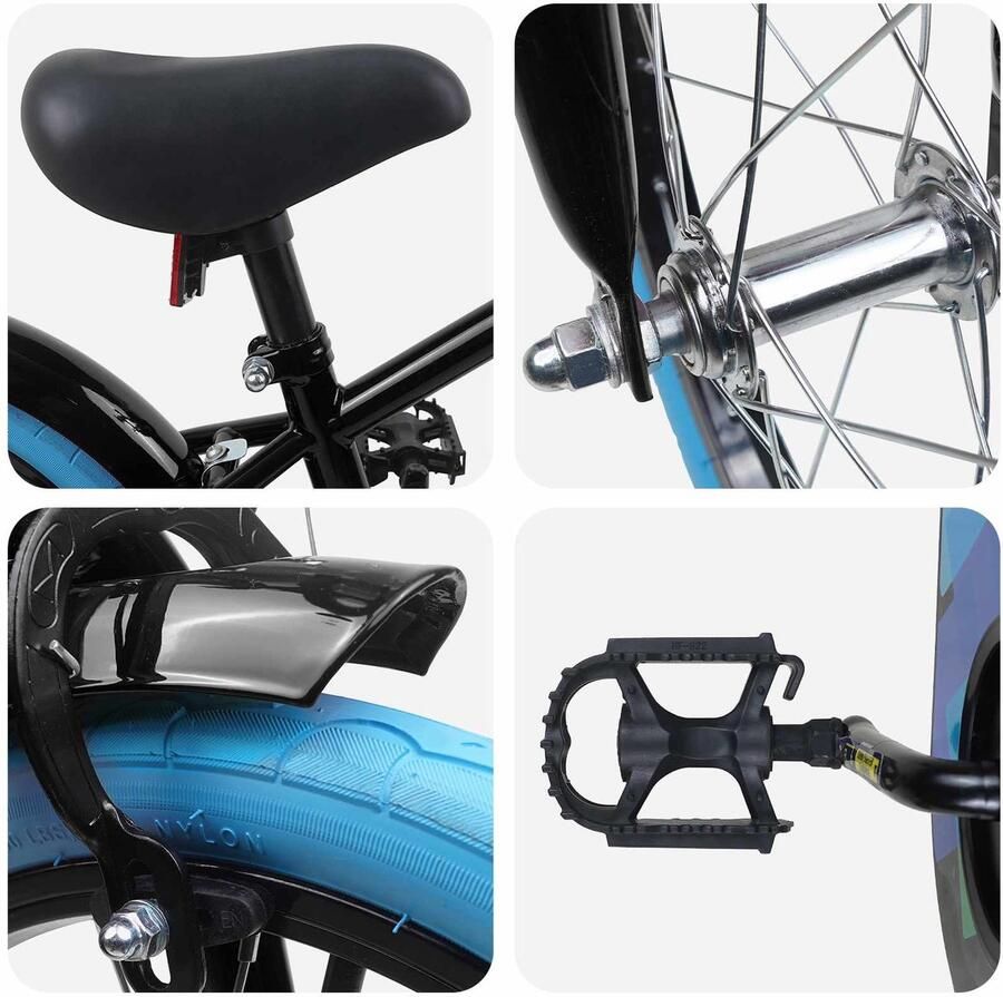 VidaXL Kinderfiets 16 Inch voor 4-6 jaar oud Zwart
