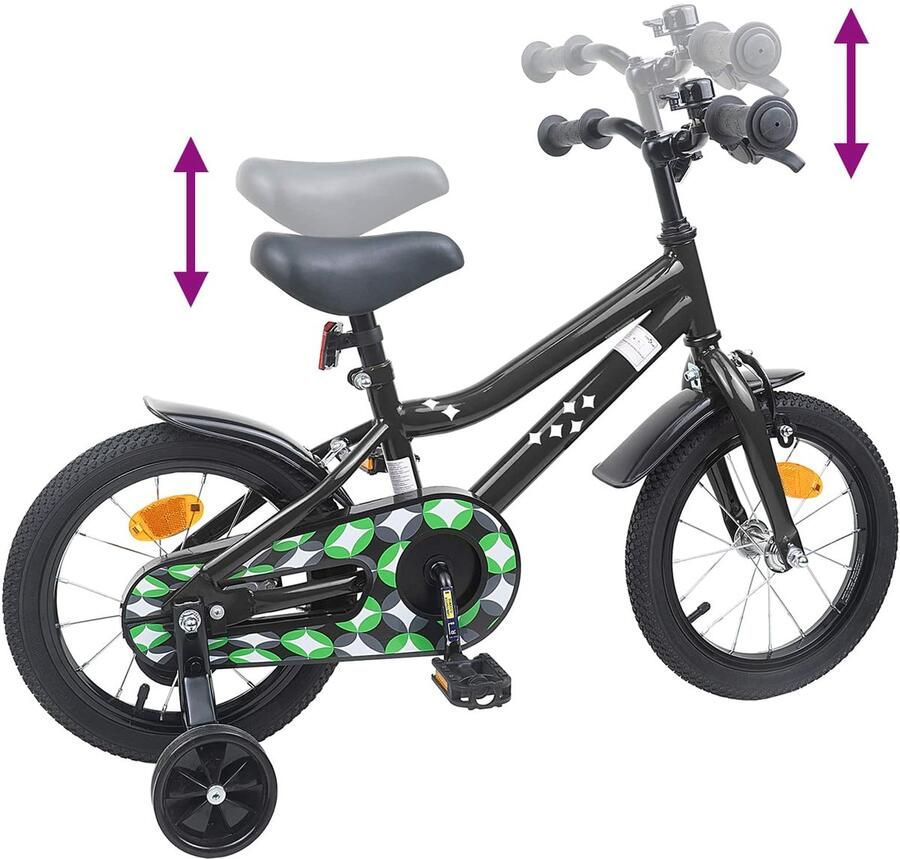 VidaXL Kinderfiets 16 Inch voor 4-6 jaar oud Zwart