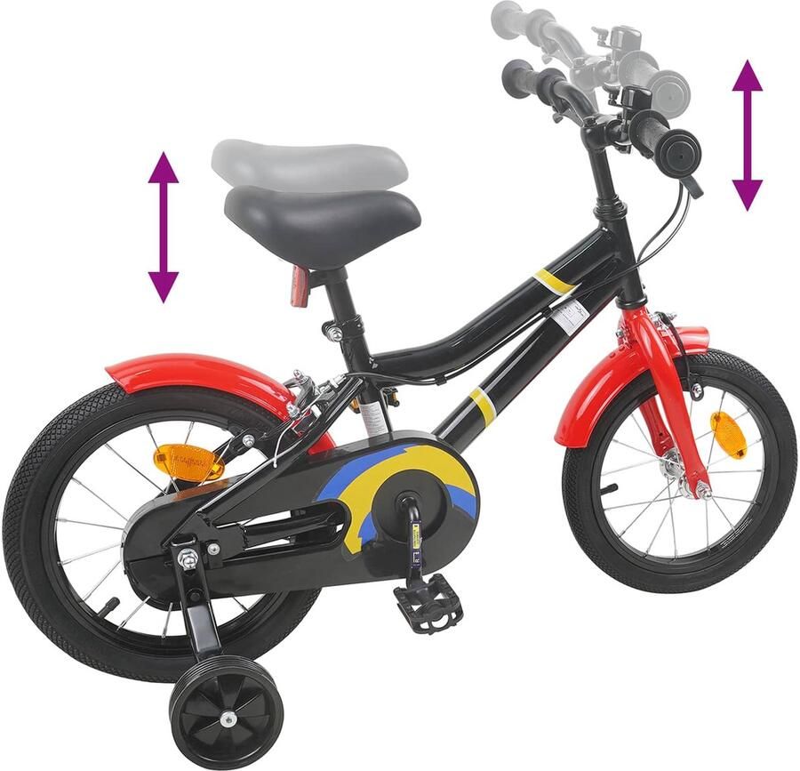 VidaXL Kinderfiets 14 Inch voor 3-5 jaar oud Zwart rood