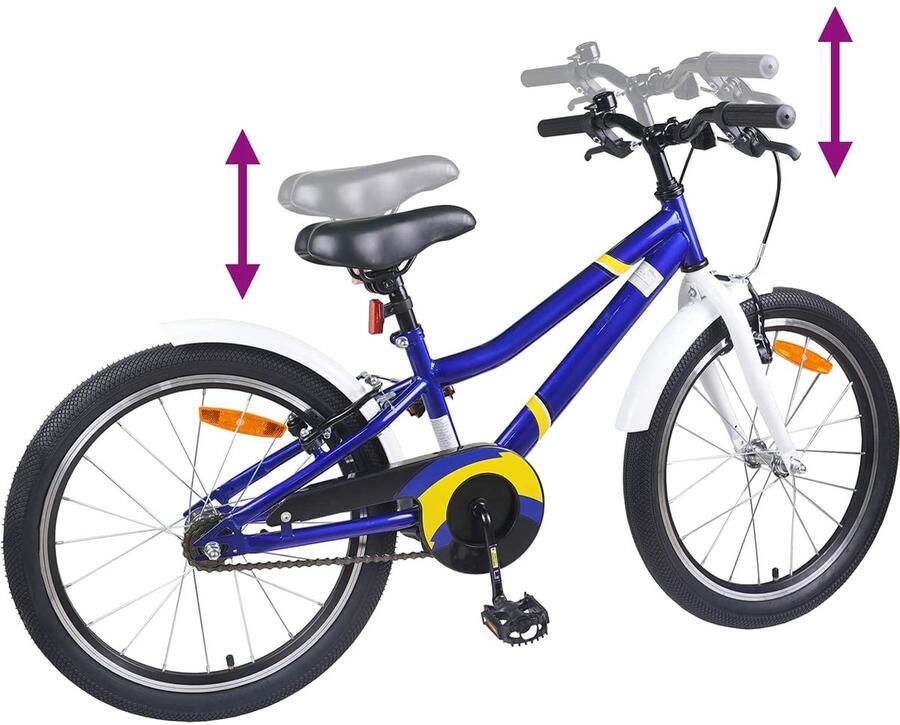 VidaXL Kinderfiets 18 Inch voor 5-7 jaar oud Blauw wit