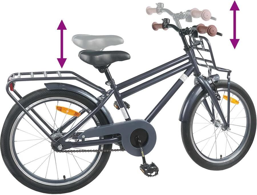 VidaXL Kinderfiets 18 Inch voor 5-7 jaar oud Donkergrijs