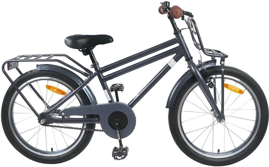VidaXL Kinderfiets 18 Inch voor 5-7 jaar oud Donkergrijs - Foto 2