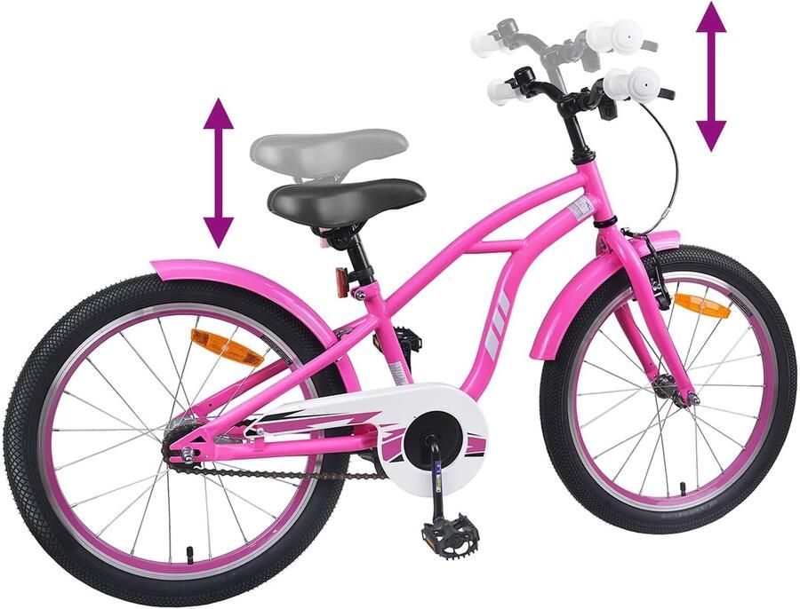 VidaXL Kinderfiets 18 Inch voor 5-7 jaar oud Donkerroze