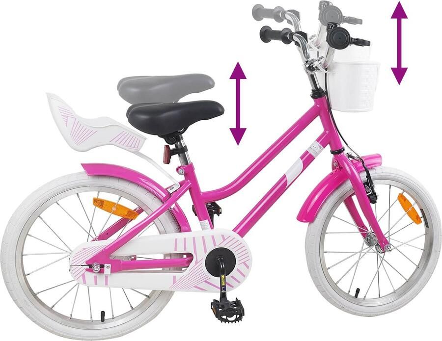 VidaXL Kinderfiets 18 Inch voor 5-7 jaar oud Donkerroze