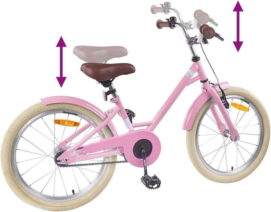 VidaXL Kinderfiets 18 Inch voor 5-7 jaar oud Licht Roze