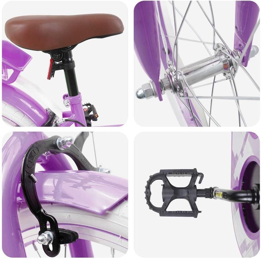 VidaXL Kinderfiets 18 Inch voor 5-7 jaar oud Paars