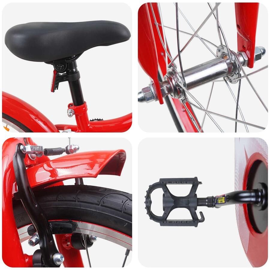 VidaXL Kinderfiets 18 Inch voor 5-7 jaar oud Rood
