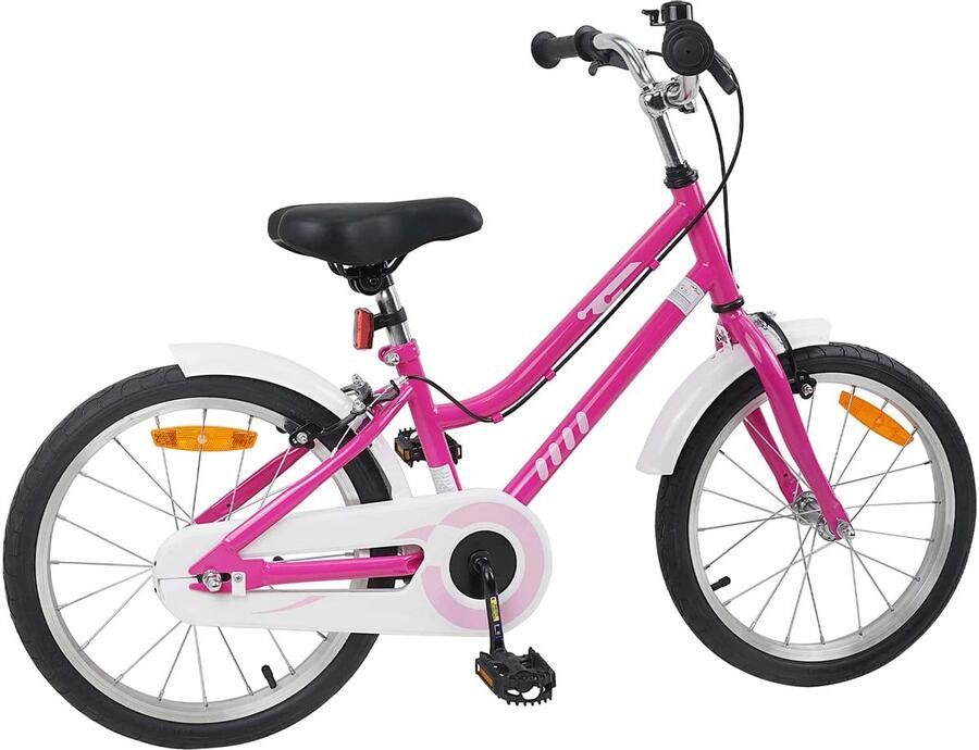 VidaXL Kinderfiets 18 Inch voor 5-7 jaar oud Roze Wit