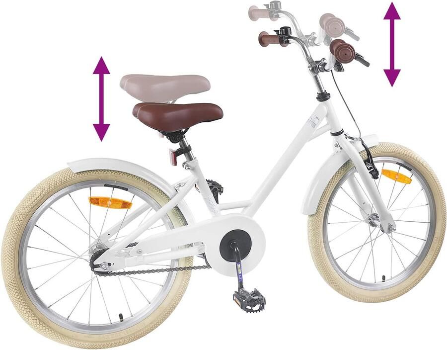 VidaXL Kinderfiets 18 Inch voor 5-7 jaar oud Wit - Foto 3