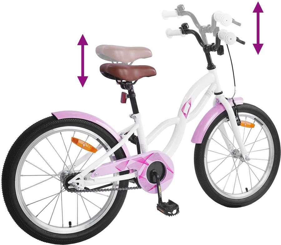 VidaXL Kinderfiets 18 Inch voor 5-7 jaar oud Wit