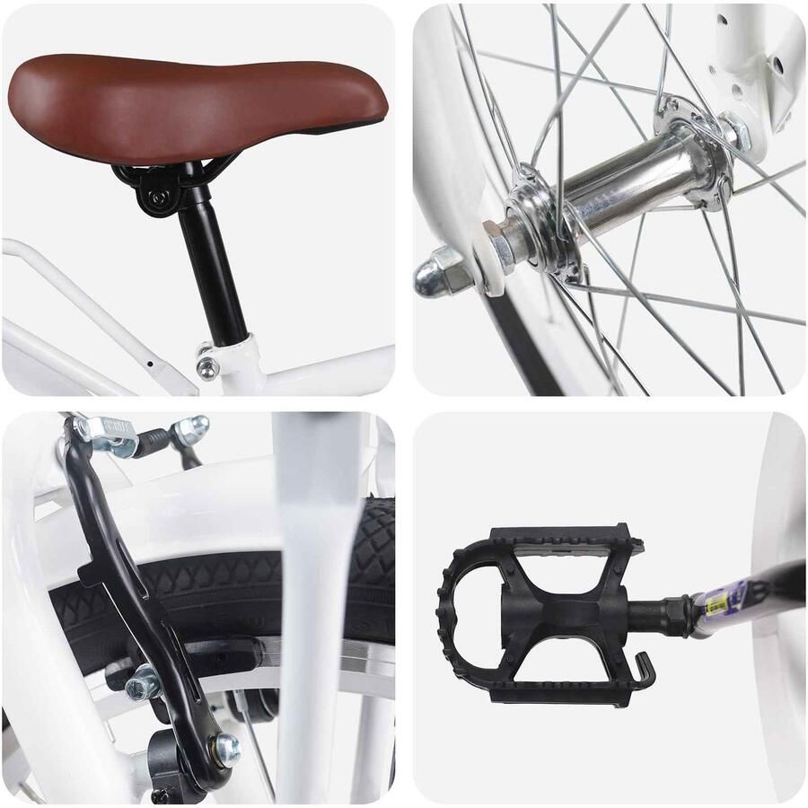 VidaXL Kinderfiets 18 Inch voor 5-7 jaar oud Wit