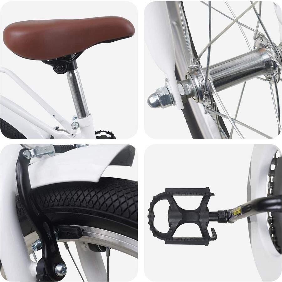 VidaXL Kinderfiets 18 Inch voor 5-7 jaar oud Wit