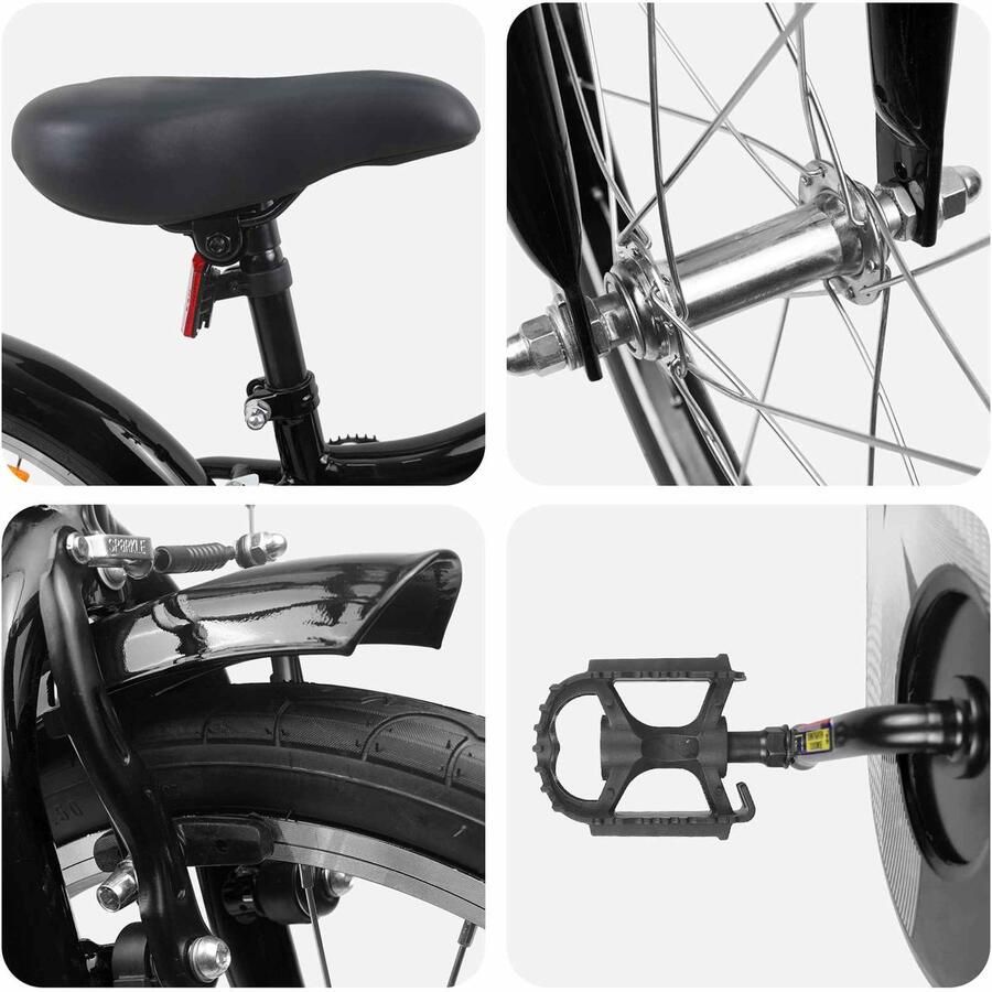 VidaXL Kinderfiets 18 Inch voor 5-7 jaar oud Zwart