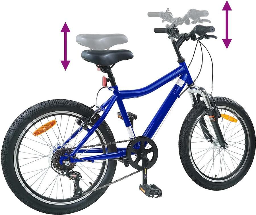 VidaXL Kinderfiets 20 Inch 6-Speed voor 6-11 jaar oud Donkerblauw