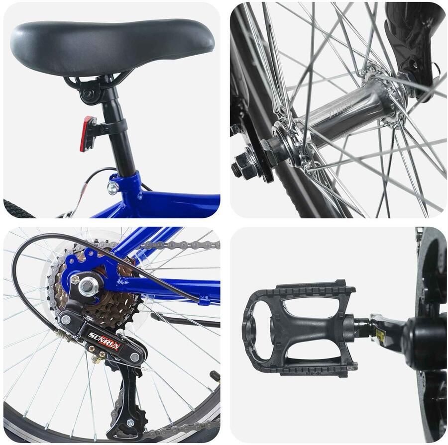 VidaXL Kinderfiets 20 Inch 6-Speed voor 6-11 jaar oud Donkerblauw