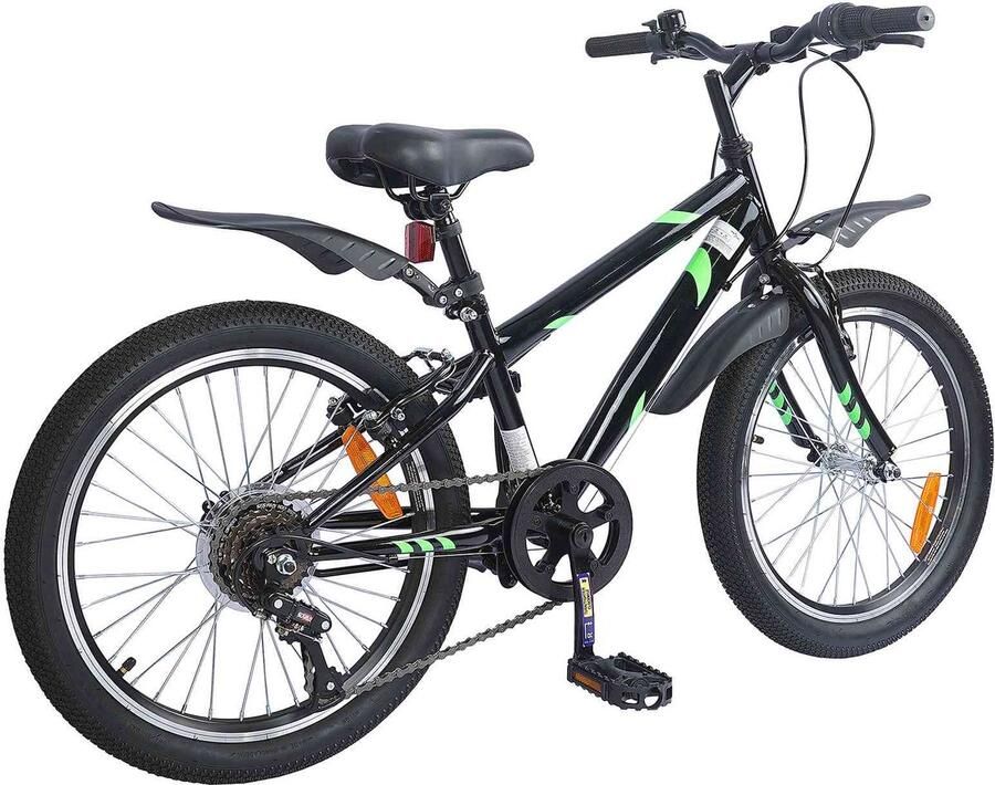VidaXL Kinderfiets 20 Inch 6-Speed voor 6-11 jaar oud Zwart