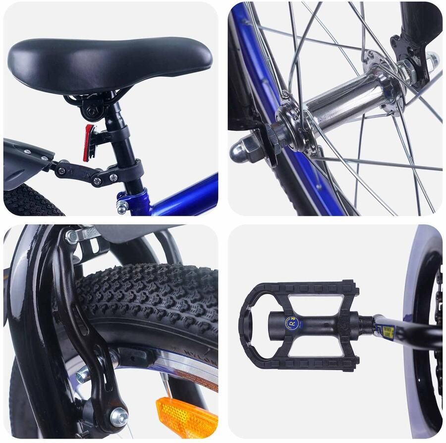 VidaXL Kinderfiets 20 Inch voor 6-11 jaar oud Blauw Zwart