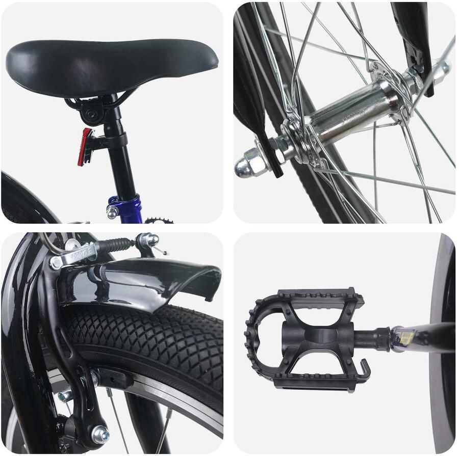 VidaXL Kinderfiets 20 Inch voor 6-11 jaar oud Blauw Zwart