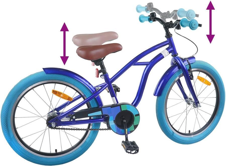 VidaXL Kinderfiets 20 Inch voor 6-11 jaar oud Donkerblauw - Foto 2