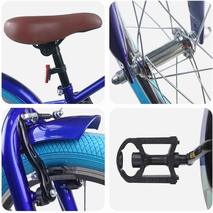 VidaXL Kinderfiets 20 Inch voor 6-11 jaar oud Donkerblauw