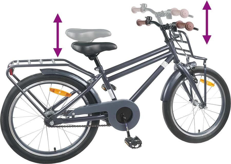VidaXL Kinderfiets 20 Inch voor 6-11 jaar oud Donkergrijs