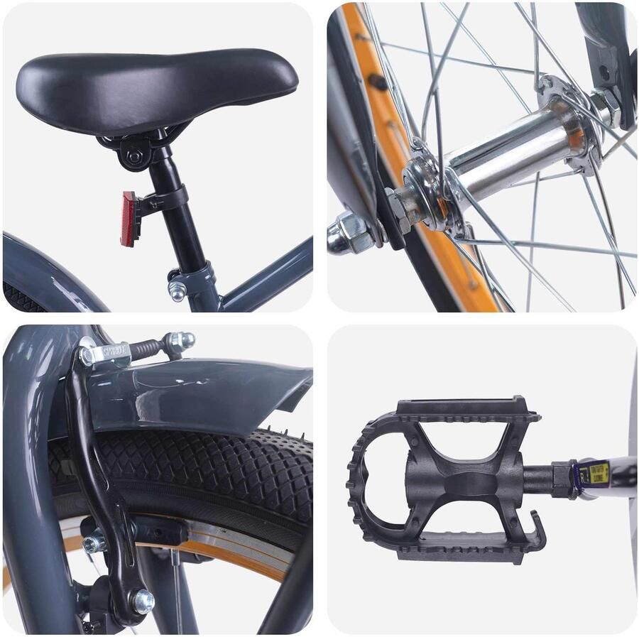 VidaXL Kinderfiets 20 Inch voor 6-11 jaar oud Donkergrijs