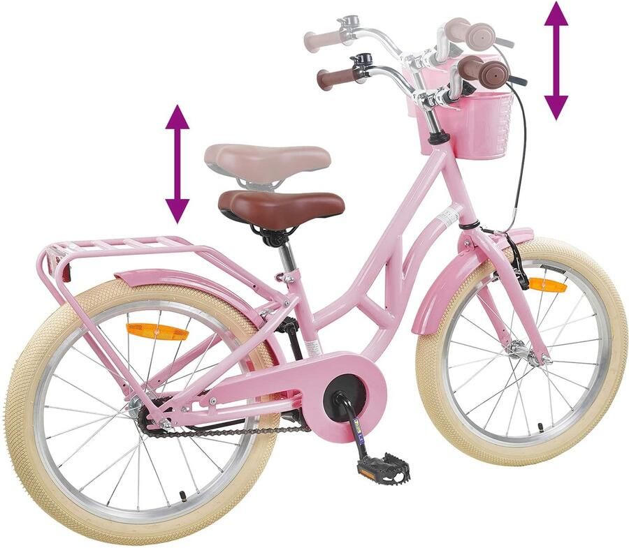 VidaXL Kinderfiets 24 Inch voor 8-12 jaar oud Licht Roze