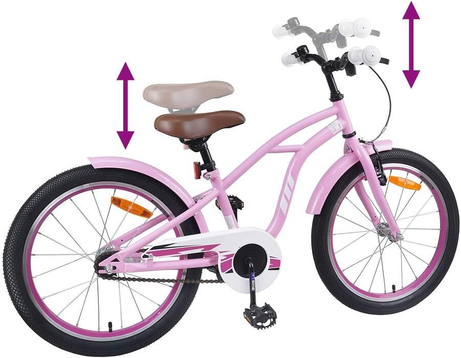 VidaXL Kinderfiets 20 Inch voor 6-11 jaar oud Licht Roze
