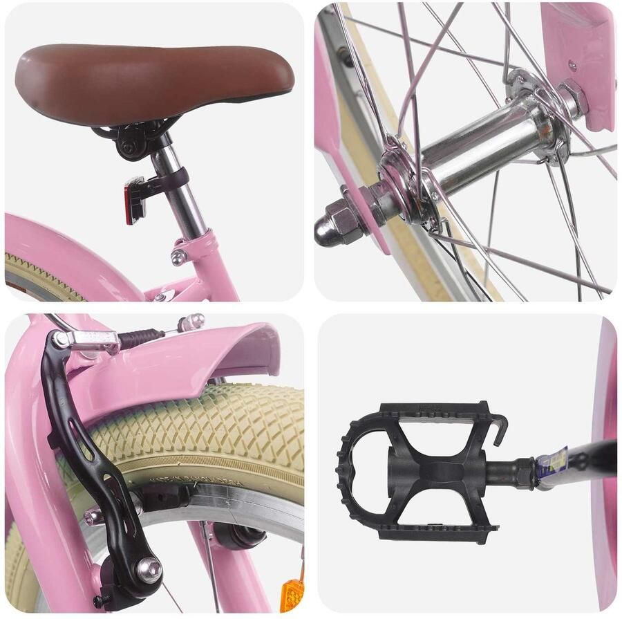 VidaXL Kinderfiets 20 Inch voor 6-11 jaar oud Licht Roze