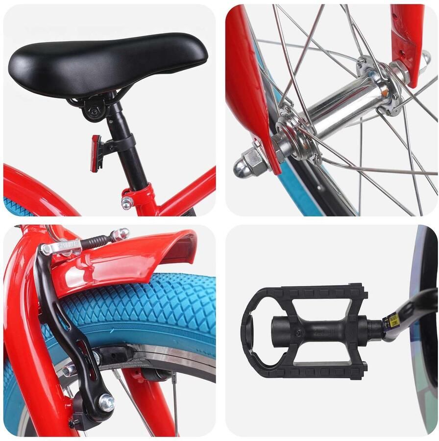 VidaXL Kinderfiets 18 Inch voor 5-7 jaar oud Rood