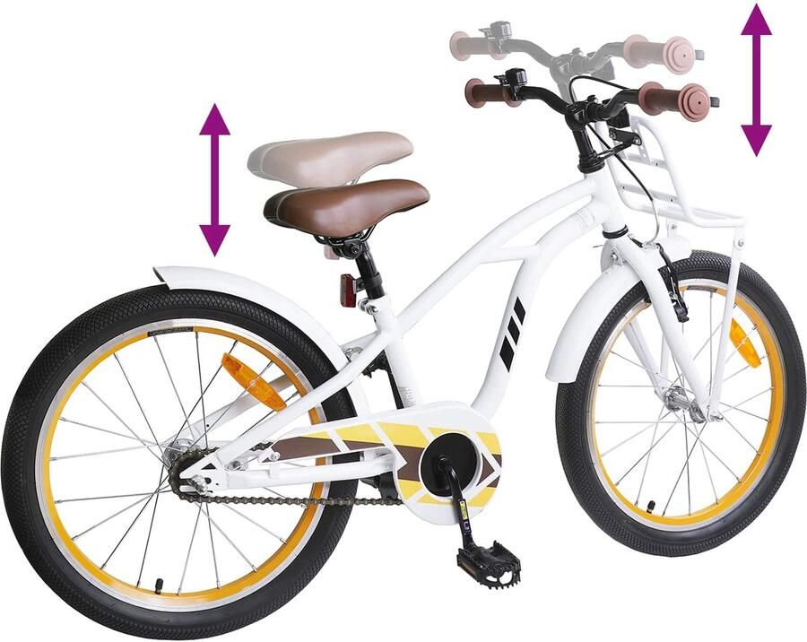 VidaXL Kinderfiets 20 Inch voor 6-11 jaar oud Wit