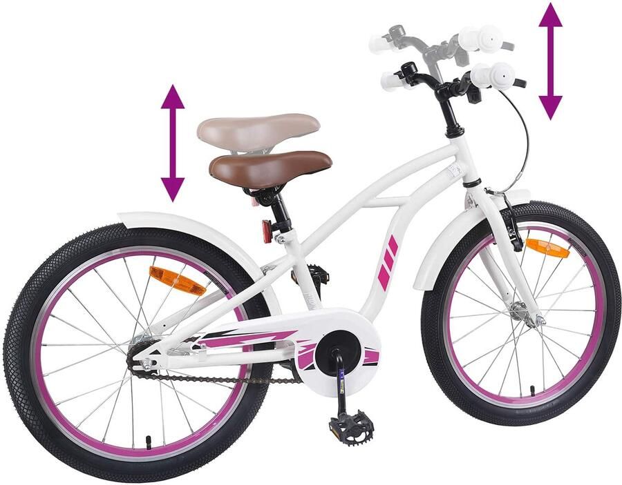VidaXL Kinderfiets 20 Inch voor 6-11 jaar oud Wit - Foto 2
