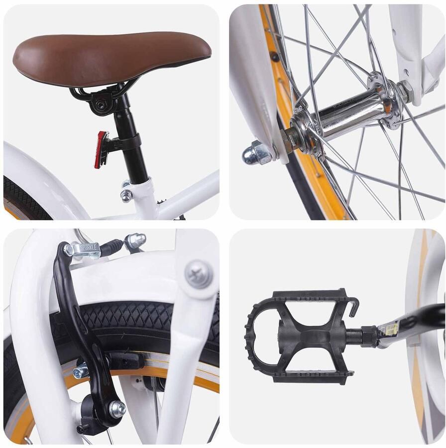 VidaXL Kinderfiets 22 Inch voor 7-12 jaar oud Wit