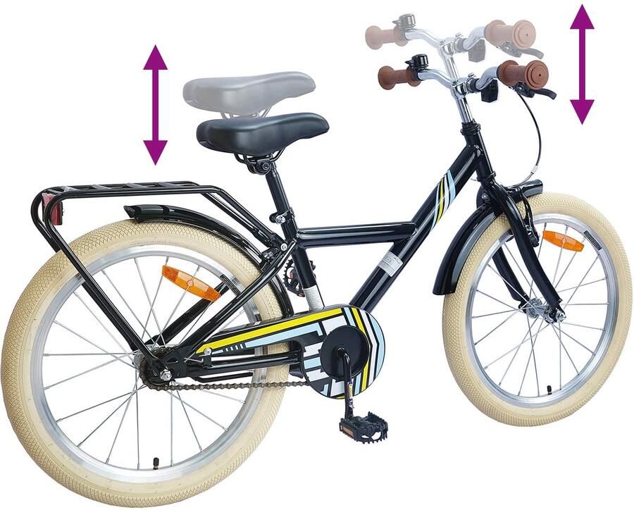 VidaXL Kinderfiets 20 Inch voor 6-11 jaar oud Zwart