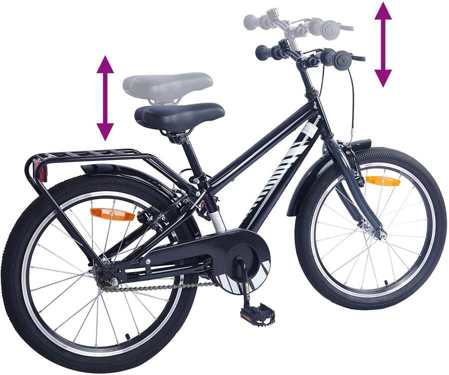 VidaXL Kinderfiets 20 Inch voor 6-11 jaar oud Zwart